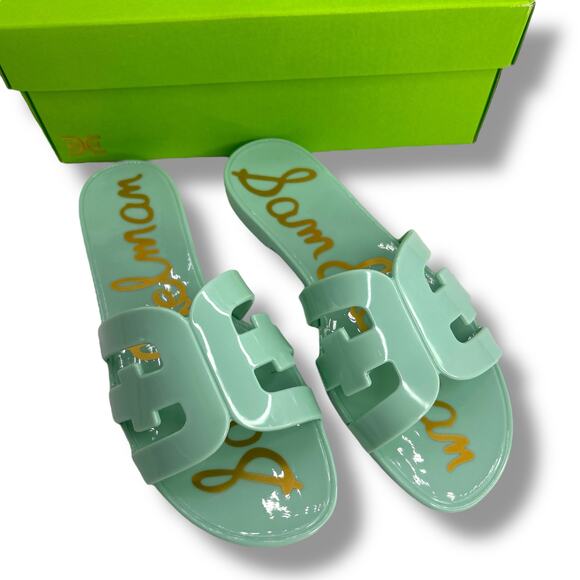 NEW Sam Edelman Mint Jelly Sandals Size 6 Green Blue Seafoam Slides Flats NWT - Picture 4 of 10